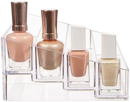 Soporte de Botellas de Esmalte de Uñas STORi | Organizador Rectangular de Plástico Transparente para hasta 40 Botellas, Estante de 4 Niveles para - imagen 6