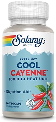 Solaray Cayena Extra Fuerte 100,000 Unidades de Calor - Suplemento en Cápsulas con Capsaicina para Hombres y Mujeres, Fórmula Bio-Cool con Escoba de - imagen 1