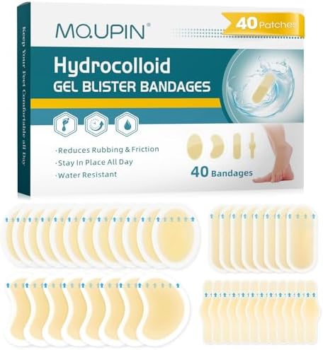 Vendaje Hidrocoloide para Ampollas en Pies - 40 Piezas, Vendajes Adhesivos Impermeables, Prevención de Ampollas, Cojines Invisibles para Talón, Pie y - imagen 1