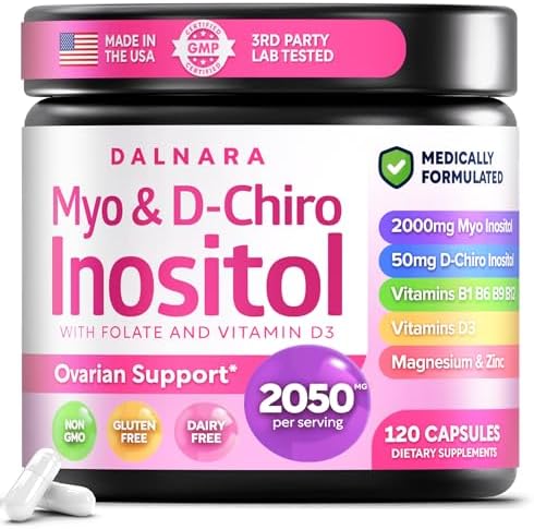 Suplemento de Myo-Inositol y D-Chiro Inositol Dalnara para Mujeres - Relación 40:1 con Folato, Vitamina D3, Magnesio y Zinc - Multivitamínico para el - imagen 1