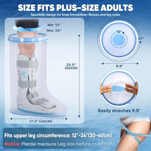 Cubierta de Yeso Impermeable Extra Ancha Fxdunjr para Ducha con Fondo Antideslizante, Protector Reutilizable para Botas de Cirugía y Vendajes, Botín - imagen 5