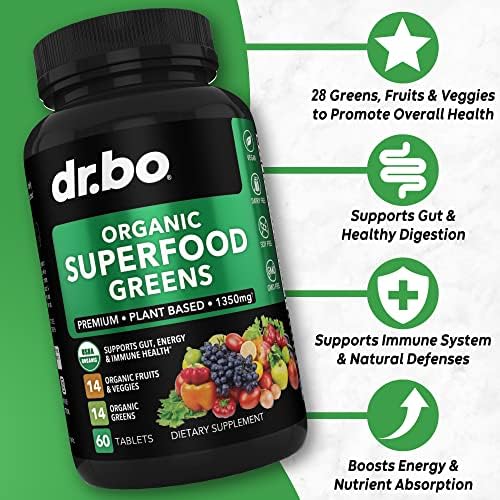 Suplementos Orgánicos de Superalimentos Verdes y Frutas - Tabletas Energéticas de Frutas y Verduras - Mezcla Diaria de Polvo Verde con Alfalfa, - imagen 2