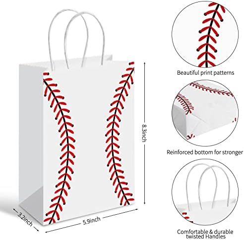 Bolsas de Regalo para Fiesta de Béisbol Genéricas, 16 Piezas, 5.9 x 3.2 x 8.3 pulgadas, Color Rojo, Acabado Suave, Polipropileno, Suministros para - imagen 2