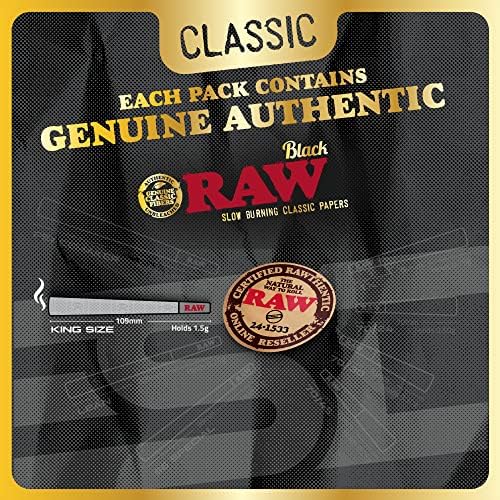 Conos RAW Negros King Size - Paquete de 50 - Conos Pre-enrollados de Larga Duración - Papel de Fumar Extra Fino con Tips y Tubos de Empaque Incluidos - imagen 5