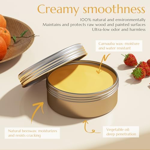 Cera para Acabado de Madera – Cera Natural para Pintura a la Tiza, 100% Natural para Sellar y Proteger Superficies de Madera, 3.5 Oz (Incluye - imagen 2