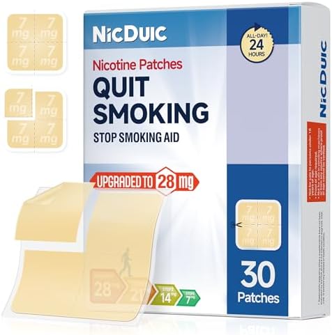 Parche de Nicotina Upgrade 28mg, Diseño Ajustable de 4 Piezas 7mg/14mg/21mg/28mg, Sistema Transdérmico para Dejar de Fumar. 30 Parches Efectivos 24h - imagen 1