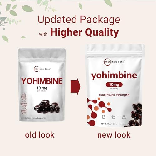 Suplementos de Yohimbina de Doble Fuerza para Hombres y Mujeres, 10mg por Porción, 300 Softgels, Yohimbina HCL con Aceite de Semilla de Girasol - imagen 3