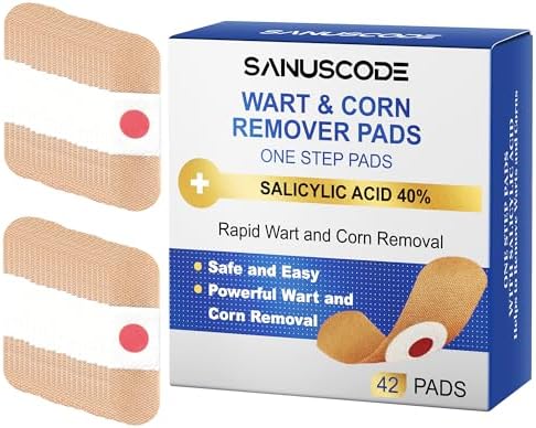 Sanuscode 42 Piezas Parche Removedor de Verrugas y Callos, 40% Ácido Salicílico para Remoción Rápida, Parches Invisibles Seguros para Adultos - imagen 1