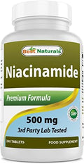 Best Naturals Niacinamida 500mg 240 Tabletas (Apropiadas para Vegetarianos) - Forma No Flusiva de Niacina (Vitamina B3) - imagen 1
