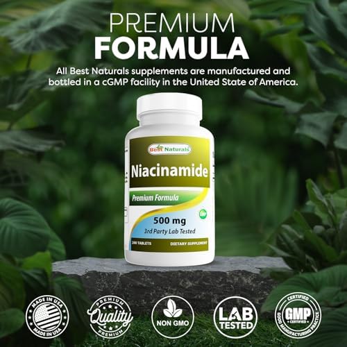 Best Naturals Niacinamida 500mg 240 Tabletas (Apropiadas para Vegetarianos) - Forma No Flusiva de Niacina (Vitamina B3) - imagen 5