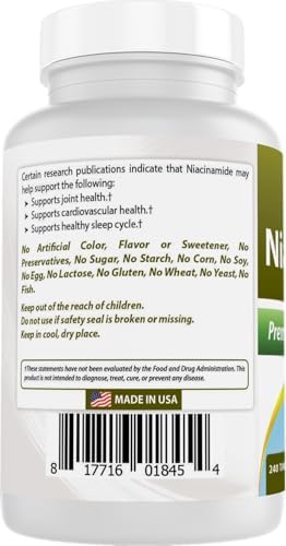Best Naturals Niacinamida 500mg 240 Tabletas (Apropiadas para Vegetarianos) - Forma No Flusiva de Niacina (Vitamina B3) - imagen 7