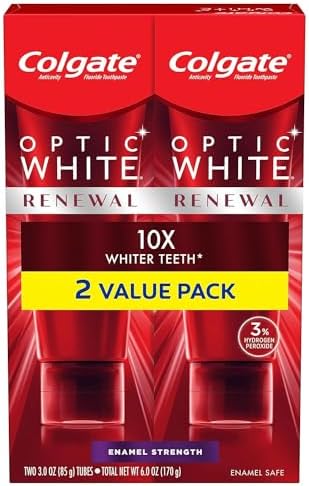 Pasta dental blanqueadora Colgate Optic White Renewal, fortalecimiento del esmalte, paquete de 2, 3 oz cada tubo - imagen 1