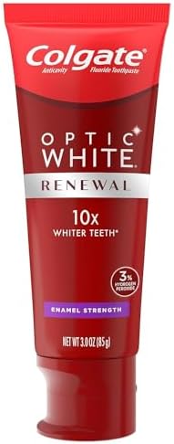 Pasta dental blanqueadora Colgate Optic White Renewal, fortalecimiento del esmalte, paquete de 2, 3 oz cada tubo - imagen 4