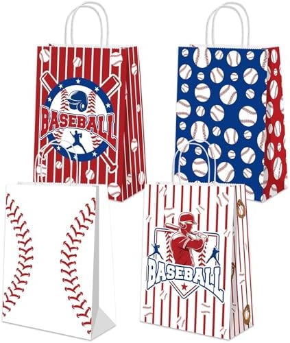Bolsas de Regalo BQC de 16 Piezas para Fiestas de Béisbol con Asa - Bolsas de Papel para Favors y Decoraciones de Béisbol - imagen 1