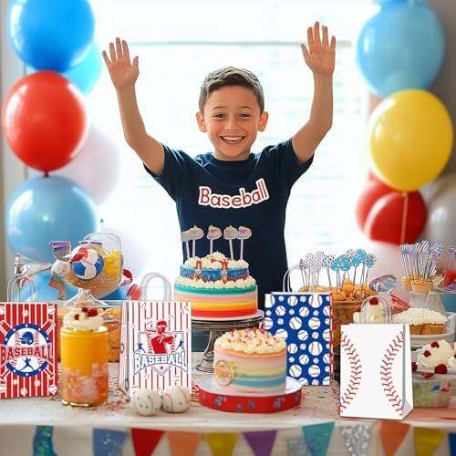 Bolsas de Regalo BQC de 16 Piezas para Fiestas de Béisbol con Asa - Bolsas de Papel para Favors y Decoraciones de Béisbol - imagen 4