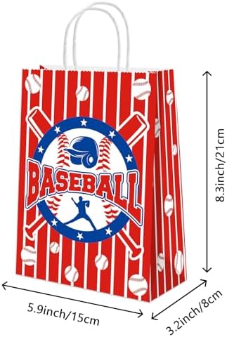 Bolsas de Regalo BQC de 16 Piezas para Fiestas de Béisbol con Asa - Bolsas de Papel para Favors y Decoraciones de Béisbol - imagen 6