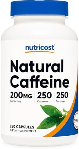 Nutricost Cafeína Natural 200mg, 250 Cápsulas Vegetarianas - Sin Gluten, No Transgénico - imagen 1