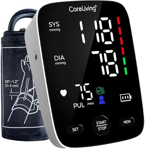 Monitor de Presión Arterial CareLiving para Brazo, Memoria de 2x199 Lecturas, Manguito Ajustable 8.7-16.5, Pantalla Grande con Fondo LED, Bolsa de - imagen 1