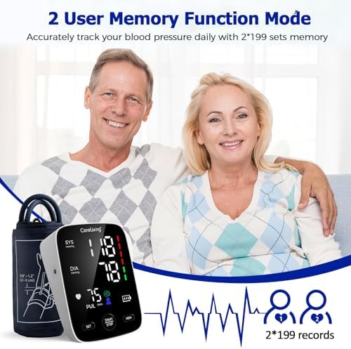 Monitor de Presión Arterial CareLiving para Brazo, Memoria de 2x199 Lecturas, Manguito Ajustable 8.7-16.5, Pantalla Grande con Fondo LED, Bolsa de - imagen 3