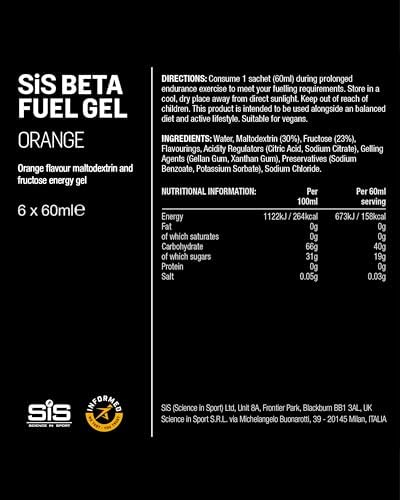 Gel Energético Science in Sport BETA Fuel - Gel Isotónico de Doble Fuente - Energía Rápida - Fácil de Digestionar - Sabor Naranja - Paquete de 6 - imagen 2