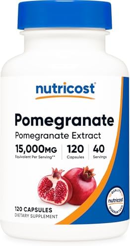 Extracto de Granada Nutricost 120 Cápsulas - 40 Porciones por Botella, Vegano, Sin OGM y Sin Gluten - imagen 1