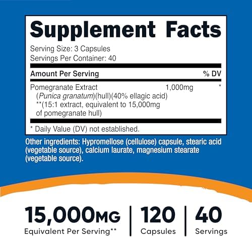 Extracto de Granada Nutricost 120 Cápsulas - 40 Porciones por Botella, Vegano, Sin OGM y Sin Gluten - imagen 2
