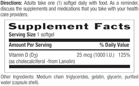 Country Life Vitamina D3 1000 IU (25 mcg) - Suplemento de Vitamina D - Apoyo Inmunológico, Huesos, Dientes y Músculos, Libre de Gluten, No OGM - 200 - imagen 6