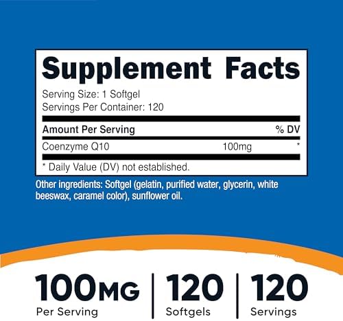 Nutricost CoQ10 Softgels (120 Porciones, 100 mg Por Porción) - Suplemento de CoQ10 Ultra Puro, Mejor Absorción, Libre de Gluten y No Transgénico - imagen 2