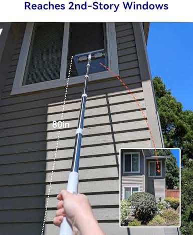 Kit de Limpieza de Ventanas CTIME de 80 con Extensión: Herramienta Profesional para Limpiar Ventanas | Kit de Limpiaparabrisas para Superficies - imagen 3