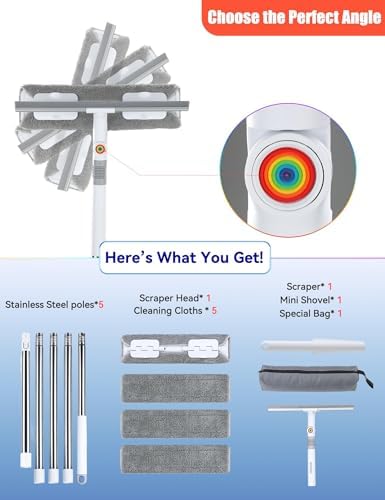 Kit de Limpieza de Ventanas CTIME de 80 con Extensión: Herramienta Profesional para Limpiar Ventanas | Kit de Limpiaparabrisas para Superficies - imagen 4