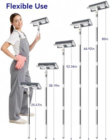 Kit de Limpieza de Ventanas CTIME de 80 con Extensión: Herramienta Profesional para Limpiar Ventanas | Kit de Limpiaparabrisas para Superficies - imagen 7