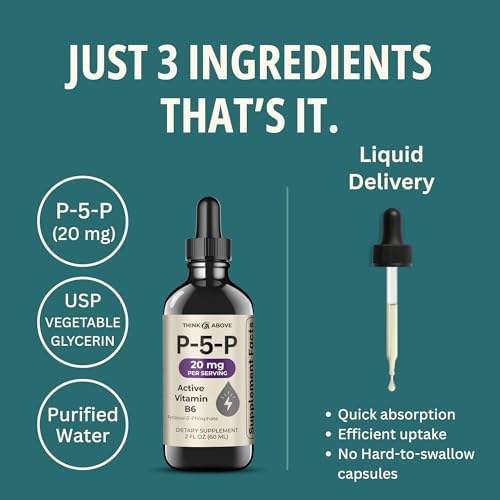 Think Above P5P Gotas Líquidas – Vitamina B6 Activada (Fosfato de Piridoxal) – Fórmula de Rápida Absorción – Soporte para el Sistema Nervioso y - imagen 3