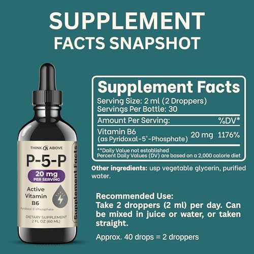 Think Above P5P Gotas Líquidas – Vitamina B6 Activada (Fosfato de Piridoxal) – Fórmula de Rápida Absorción – Soporte para el Sistema Nervioso y - imagen 5