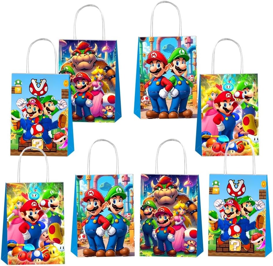 Bolsas de Regalo VAESCOL de 12 Piezas para Fiesta de Cumpleaños Temática de Mario con Asas - imagen 2