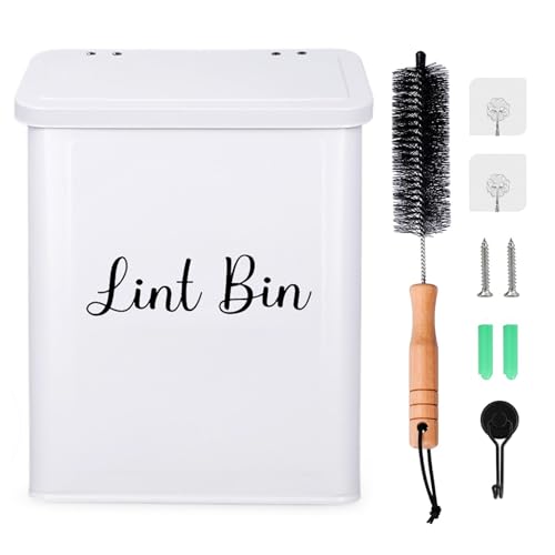 Bote Magnético de Lint NUVRIX para Lavandería, Contenedor de Metal Montado en Pared con Tapa y Cepillo Suave para Organizar Lint - imagen 1