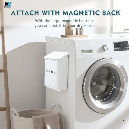 Bote Magnético de Lint NUVRIX para Lavandería, Contenedor de Metal Montado en Pared con Tapa y Cepillo Suave para Organizar Lint - imagen 4