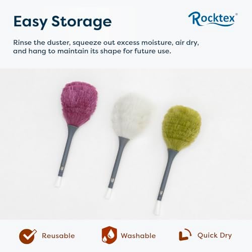 Rocktex Paquete de 3 Plumones de Microfibra y Cepillo Detallador - Plumón de Doble Cara, Herramienta de Limpieza Estática para Oficina, Auto, Laptop, - imagen 3