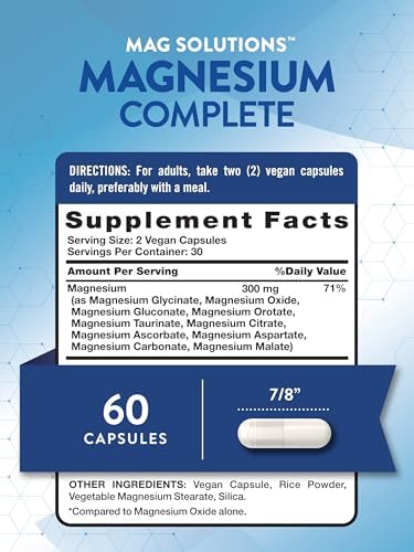 Suplemento de Complejo de Magnesio Nature's Truth 300mg | 60 Cápsulas | 10 Formas: Glicinato, Citrato y Más | Vegano, Sin OGM y Sin Gluten - imagen 2