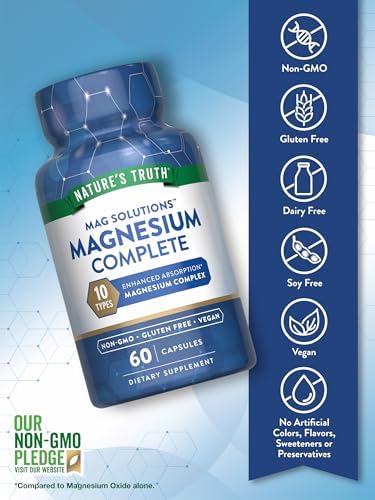 Suplemento de Complejo de Magnesio Nature's Truth 300mg | 60 Cápsulas | 10 Formas: Glicinato, Citrato y Más | Vegano, Sin OGM y Sin Gluten - imagen 3