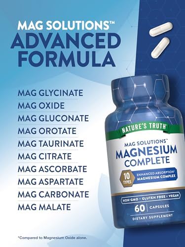 Suplemento de Complejo de Magnesio Nature's Truth 300mg | 60 Cápsulas | 10 Formas: Glicinato, Citrato y Más | Vegano, Sin OGM y Sin Gluten - imagen 4