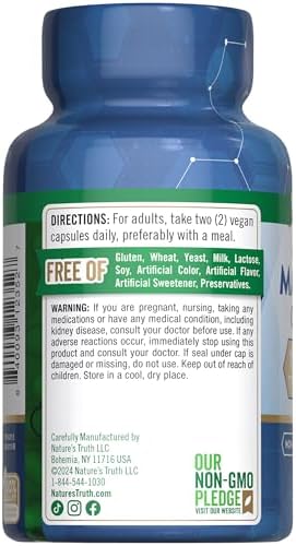 Suplemento de Complejo de Magnesio Nature's Truth 300mg | 60 Cápsulas | 10 Formas: Glicinato, Citrato y Más | Vegano, Sin OGM y Sin Gluten - imagen 8