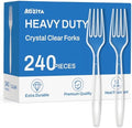 Tenedor de Plástico Transparente Extra Resistente - 240 Piezas, Desechables, Sin BPA y Resistentes al Calor, Ideal para Fiestas y Uso Diario - imagen 1