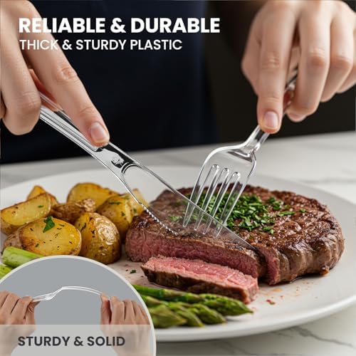 Tenedor de Plástico Transparente Extra Resistente - 240 Piezas, Desechables, Sin BPA y Resistentes al Calor, Ideal para Fiestas y Uso Diario - imagen 3