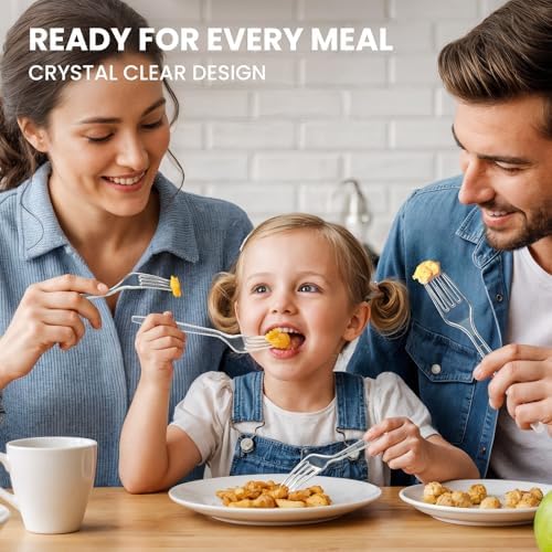 Tenedor de Plástico Transparente Extra Resistente - 240 Piezas, Desechables, Sin BPA y Resistentes al Calor, Ideal para Fiestas y Uso Diario - imagen 6