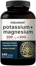 NatureBell Potasio y Magnesio - 240 Cápsulas - 200mg Citrato de Potasio y 200mg Citrato de Magnesio - Soporte Electrolytico y Circulatorio* - Apoyo a - imagen 1