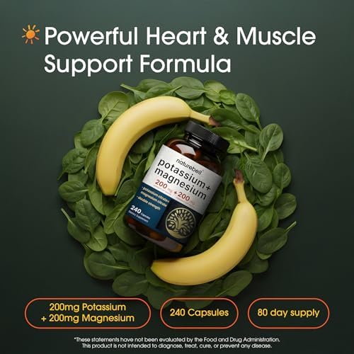 NatureBell Potasio y Magnesio - 240 Cápsulas - 200mg Citrato de Potasio y 200mg Citrato de Magnesio - Soporte Electrolytico y Circulatorio* - Apoyo a - imagen 2