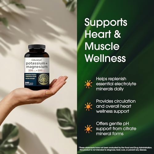 NatureBell Potasio y Magnesio - 240 Cápsulas - 200mg Citrato de Potasio y 200mg Citrato de Magnesio - Soporte Electrolytico y Circulatorio* - Apoyo a - imagen 4