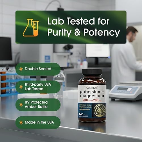 NatureBell Potasio y Magnesio - 240 Cápsulas - 200mg Citrato de Potasio y 200mg Citrato de Magnesio - Soporte Electrolytico y Circulatorio* - Apoyo a - imagen 5