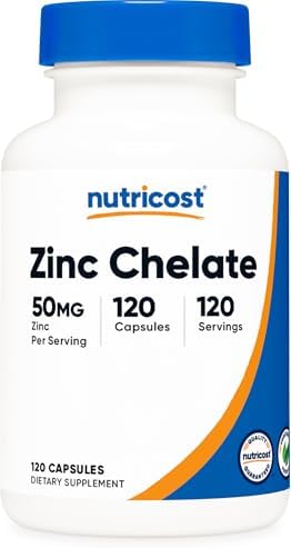 Nutricost Quelato de Zinc 50mg, 120 Cápsulas Vegetarianas - Libre de Gluten y No Transgénico - imagen 1