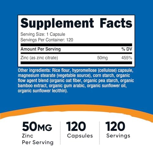 Nutricost Quelato de Zinc 50mg, 120 Cápsulas Vegetarianas - Libre de Gluten y No Transgénico - imagen 2